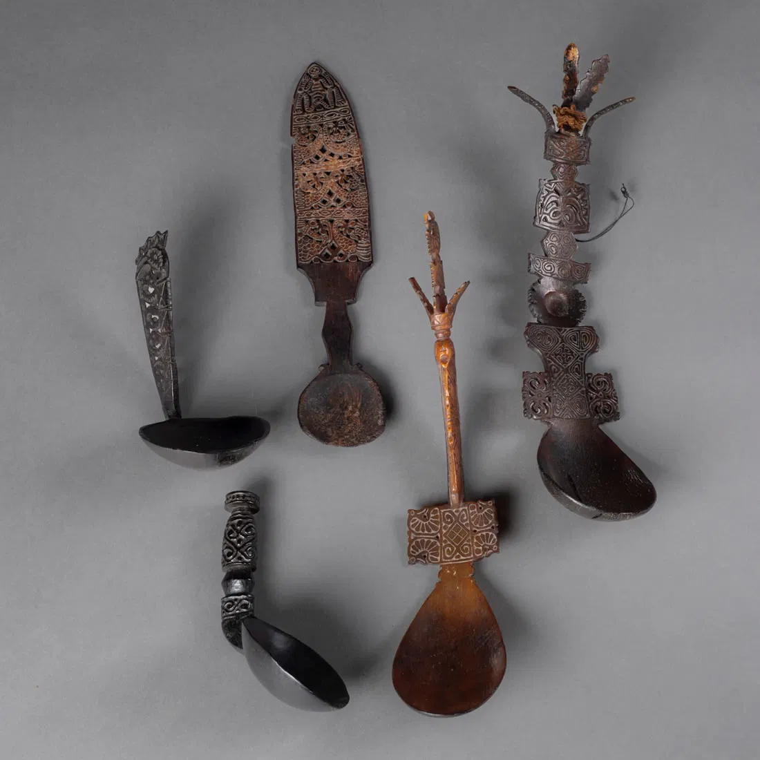 Five Indonesian horn spoons