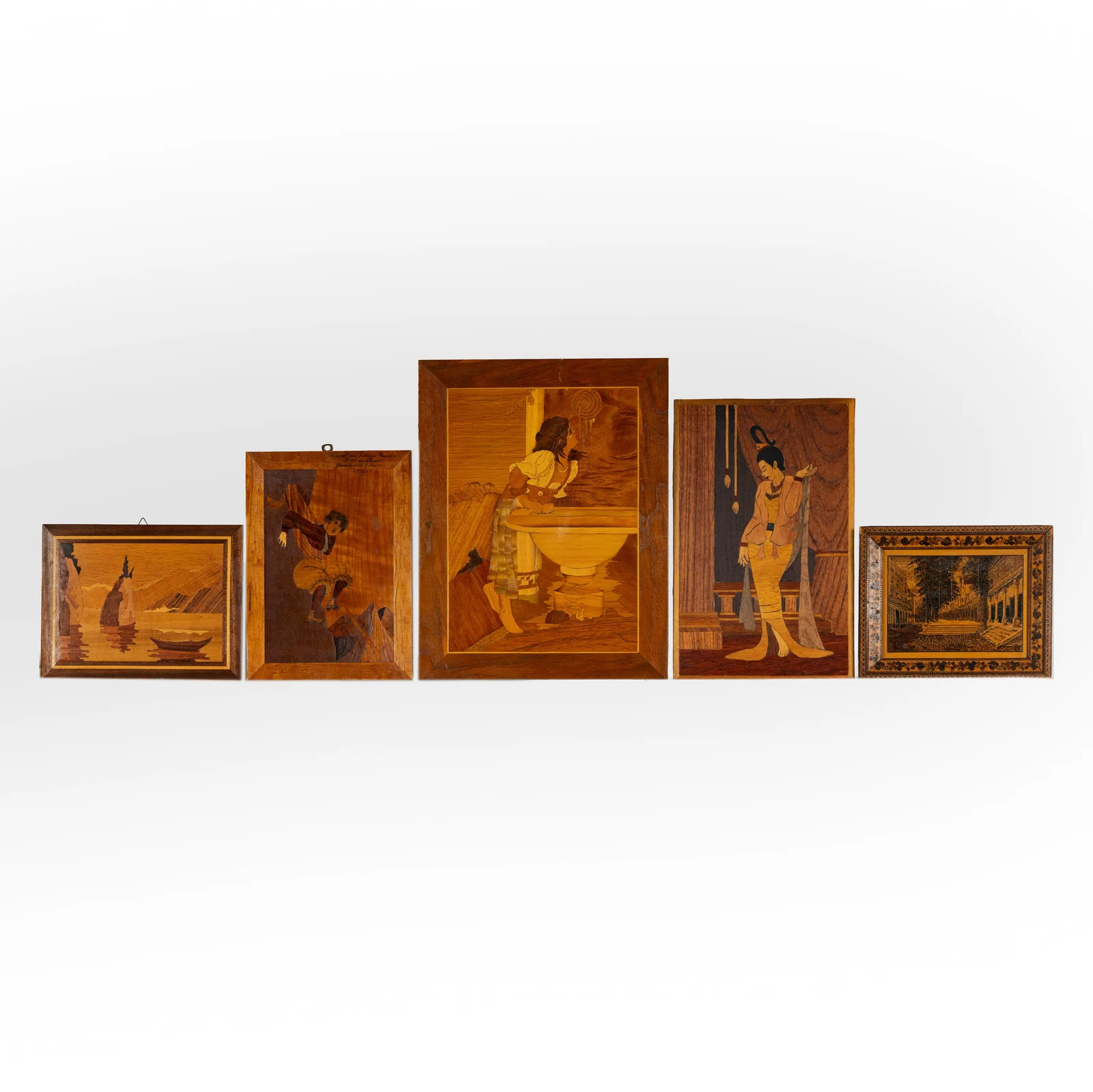 Five Inlaid Wood Panels