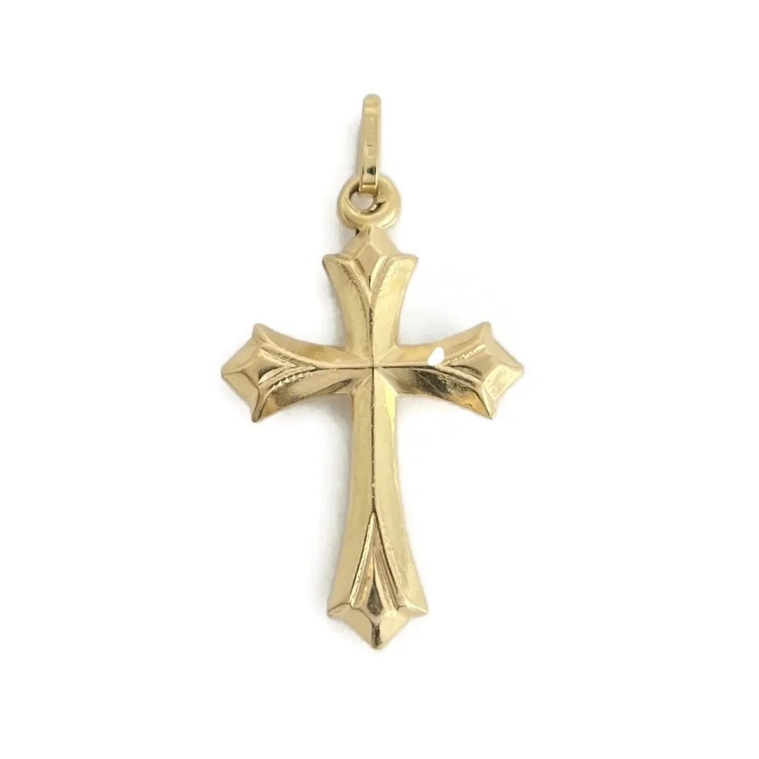 FLARED CROSS RELIGIOUS PENDANT CHARM 18K YELLOW GOLD