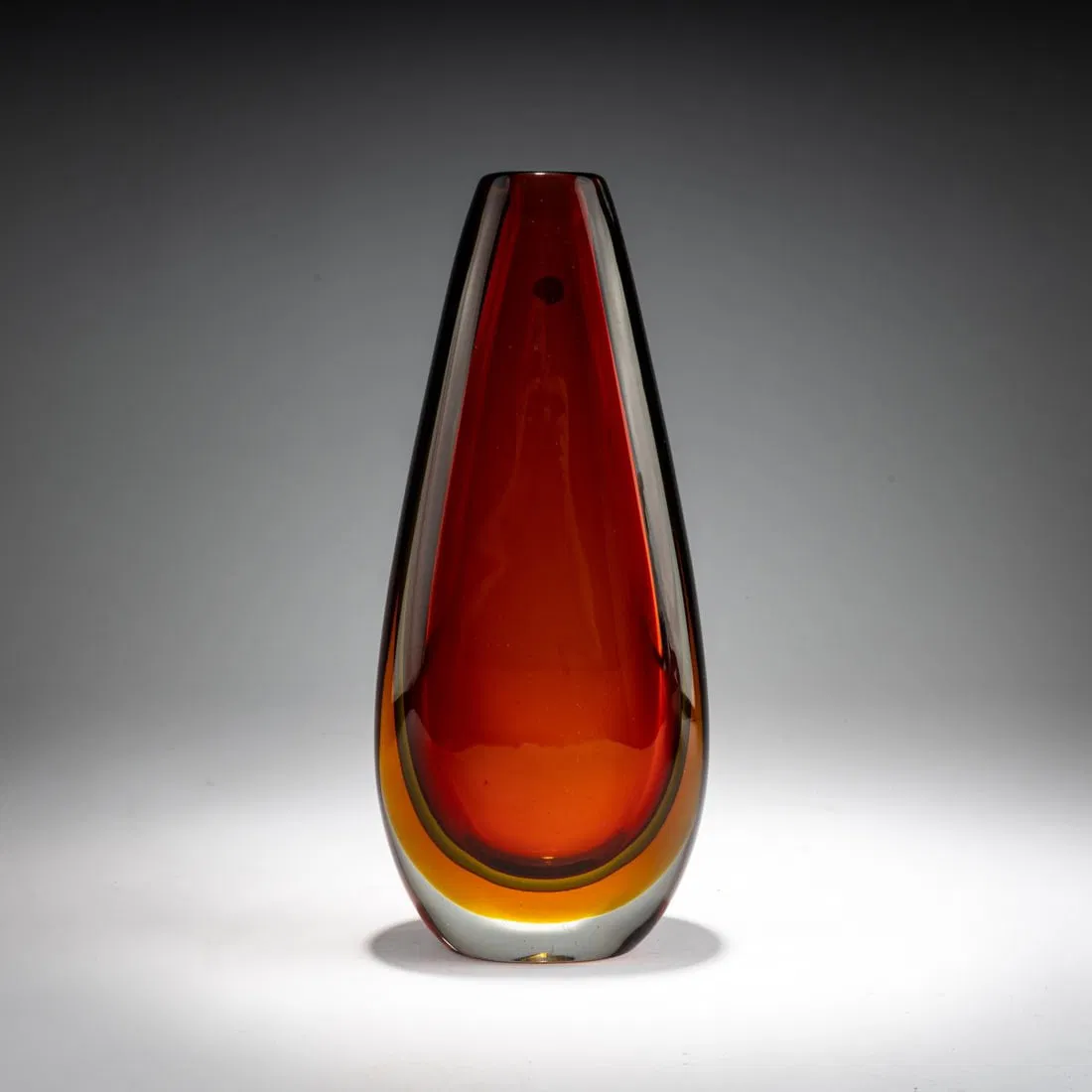 Flavio Poli , Vase 'Sommerso rosso cinese giallo', c. 1955