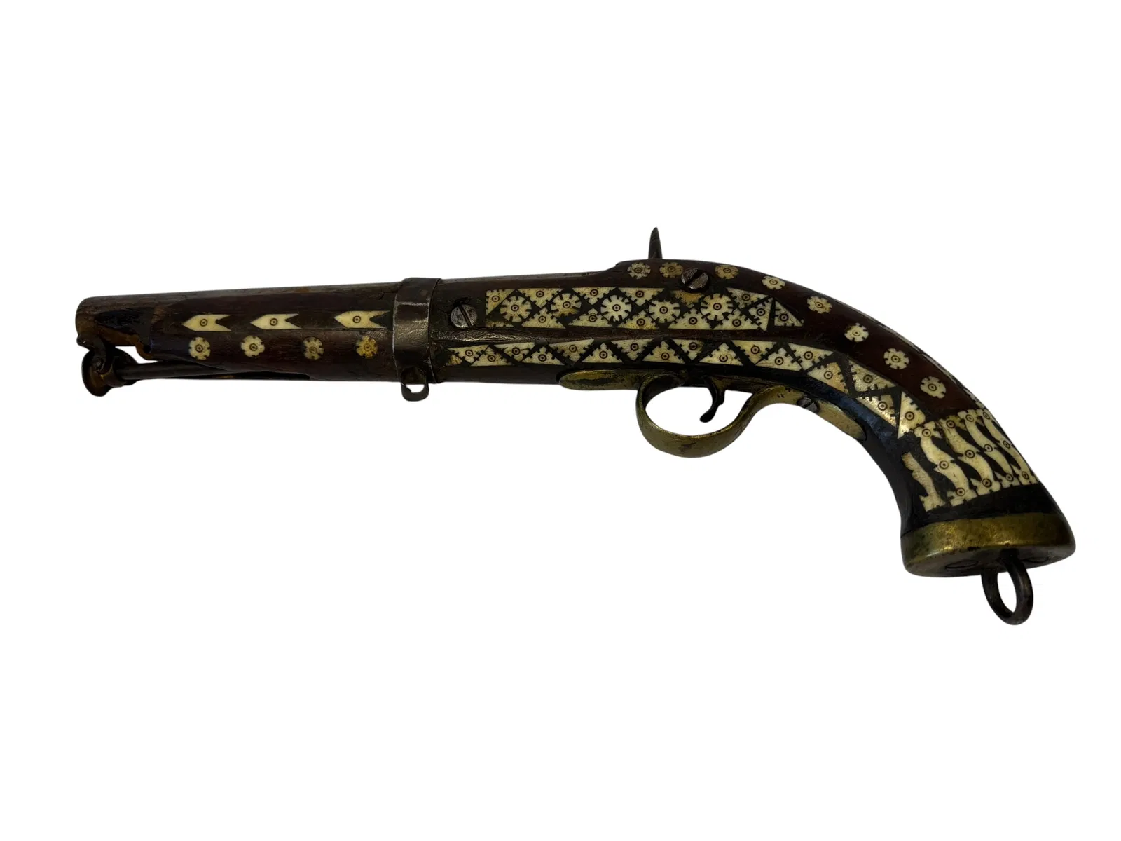 Flintlock Pistol with Bone Inlay