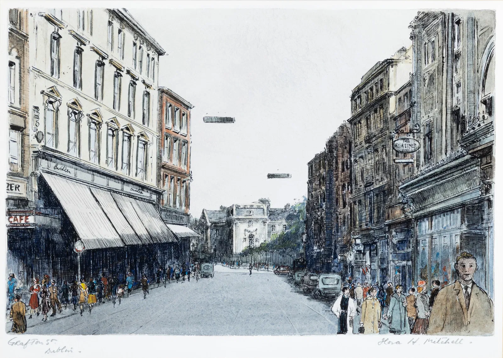 Floral H. Mitchell (1890-1973) Grafton Street, Dublin Pen & ink with watercolour, 22cm x 31cm