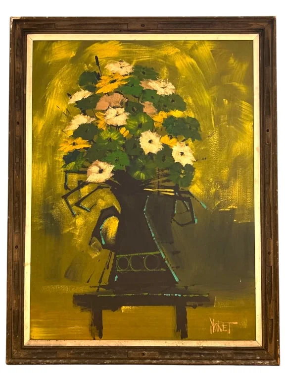 FLORAL STILL LIFE SIGNED OIL PAINTING 35" X 44"