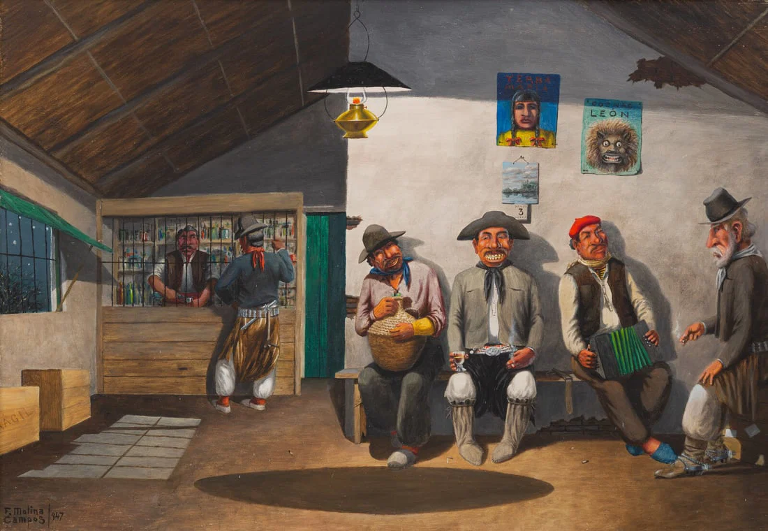 Florencio Molina Campos (Argentine, 1891-1959) Los Gauchos, Tres de Mayo, 1947