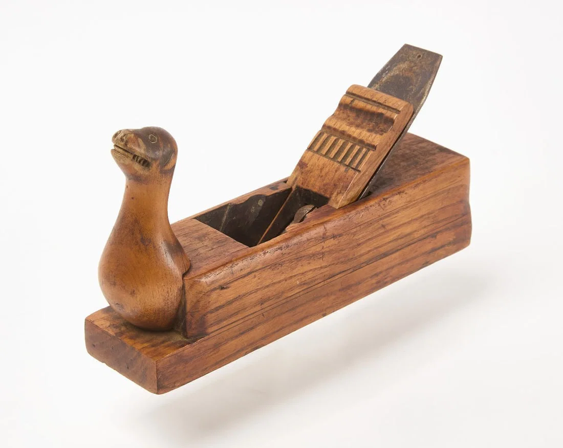 Folk Art Woodworking Plane with Dog Head