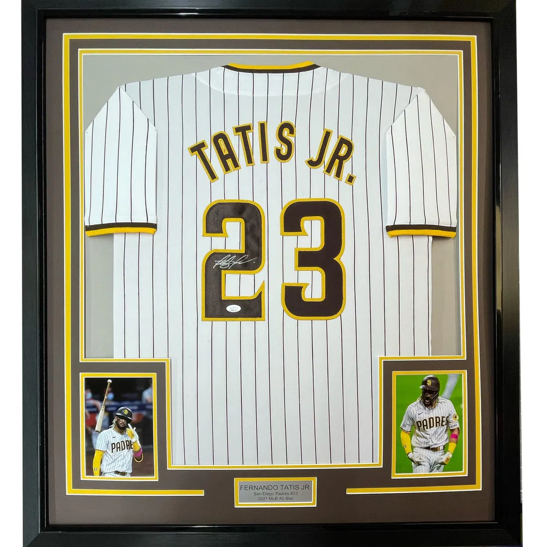 Framed Autographed Fernando Tatis Jr Baseball Jersey with JSA COA 33x42