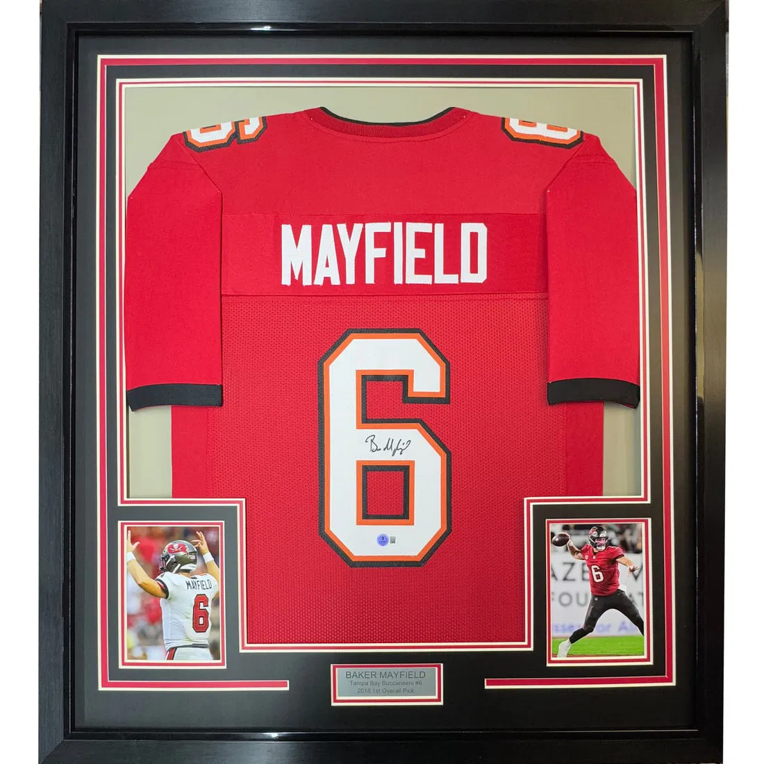 Framed Baker Mayfield Signed Jersey Tampa Bay Buccaneers BAS COA 35x39