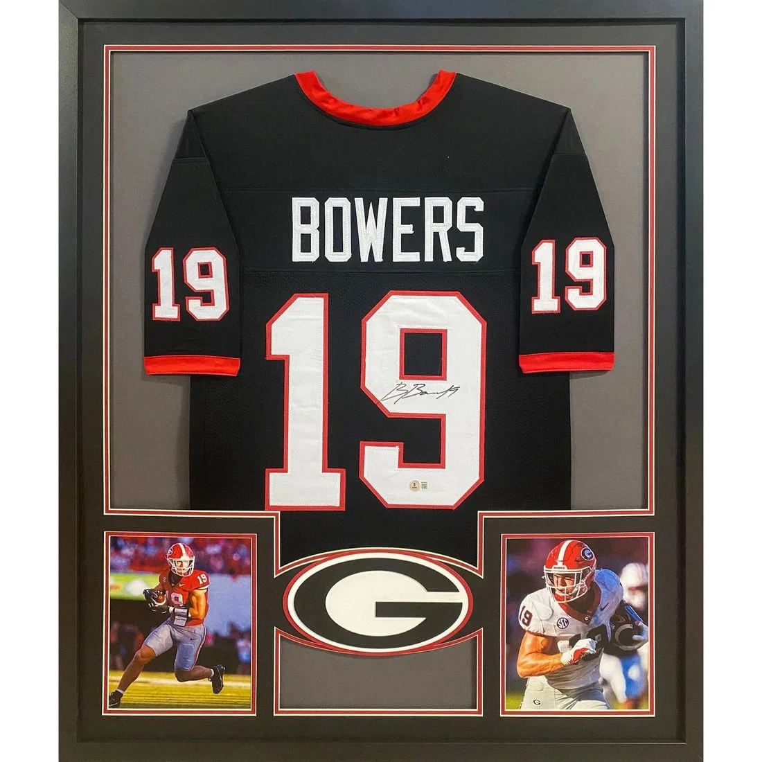 Framed Brock Bowers Georgia Jersey Signed With Beckett Authentication