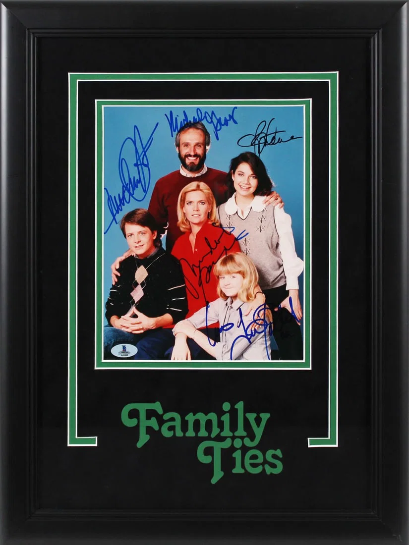Framed Family Ties Cast Signed 8x10 Photo Beckett Authenticated
