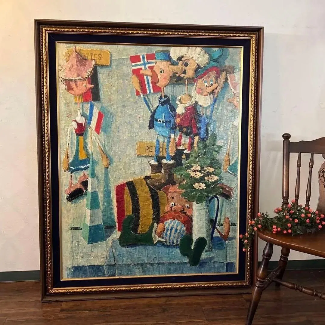 Framed Oil Painting by Isao Kurike – Window of Dolls