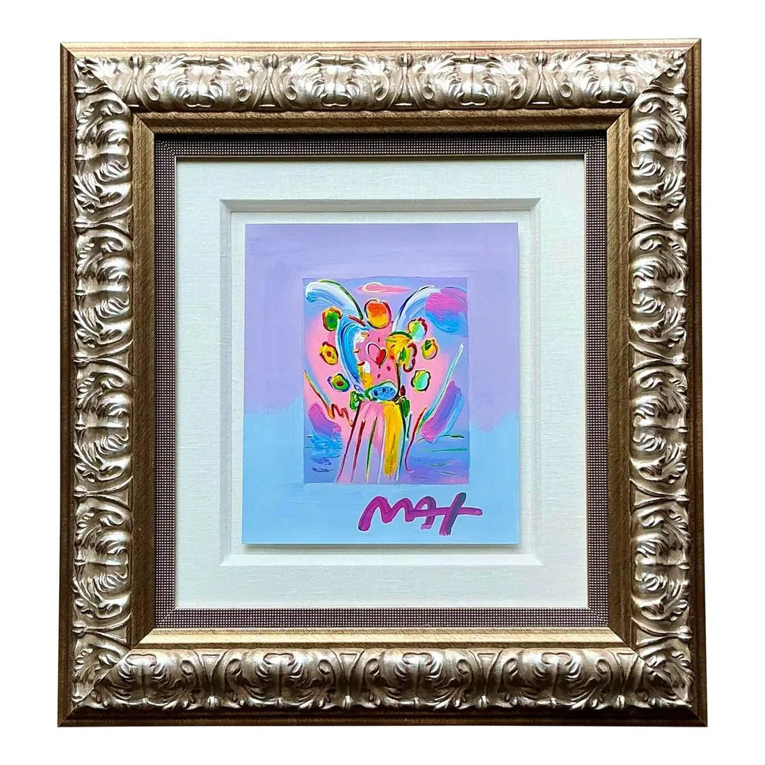 Framed Peter Max Signed Serigraph in Ornate Baroque-Style Vintage Frame