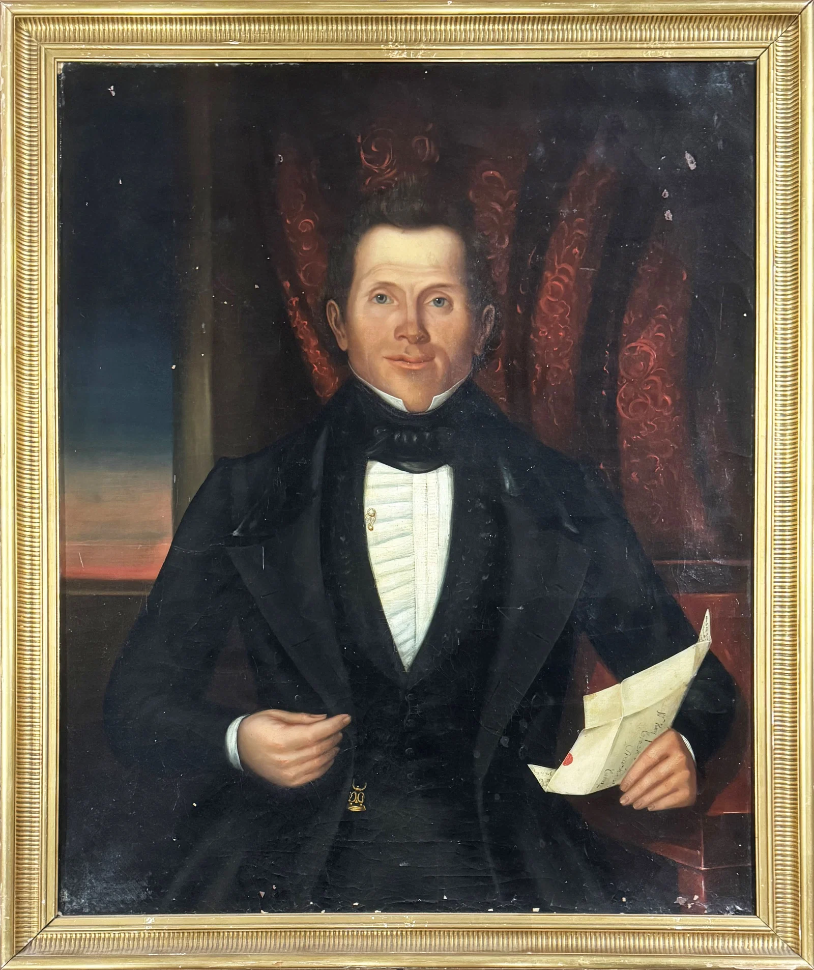 Framed Portrait of a Gentleman Holding a Letter
