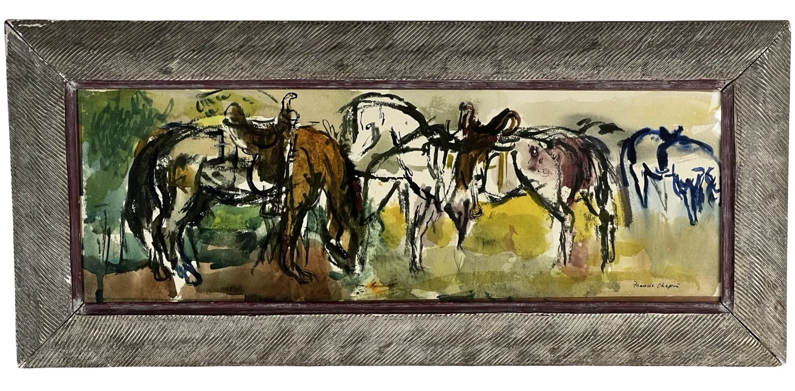 Francis Chapin Original Gouache Painting - Horses