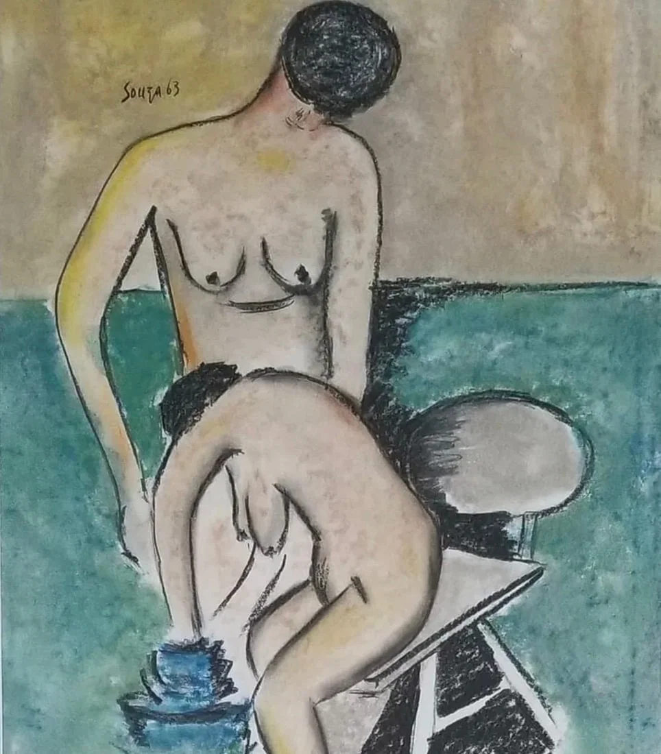 Francis Newton Souza, Mixed media on paper.