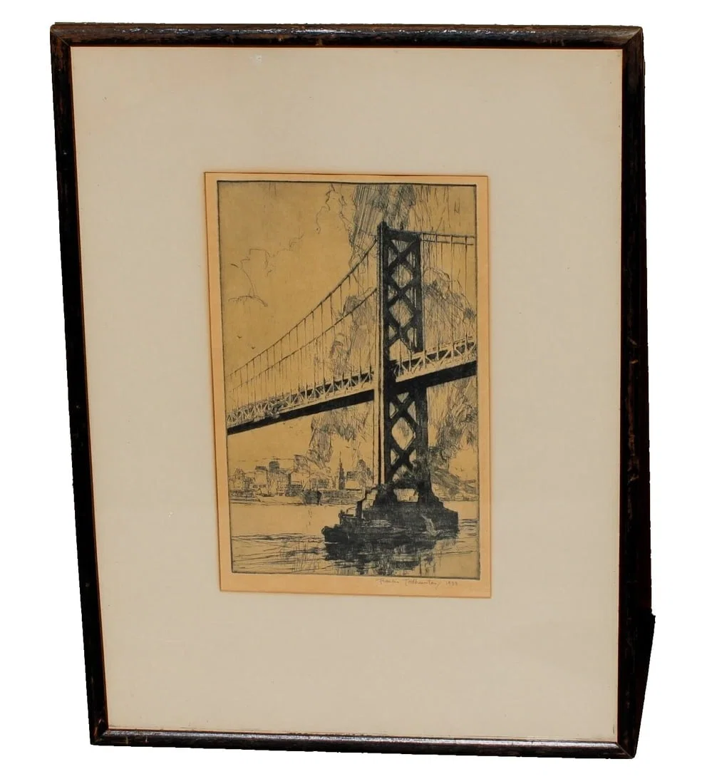 FRANCIS TODHUNTER San Francisco BAY BRIDGE 1933 Hand Signed Etching