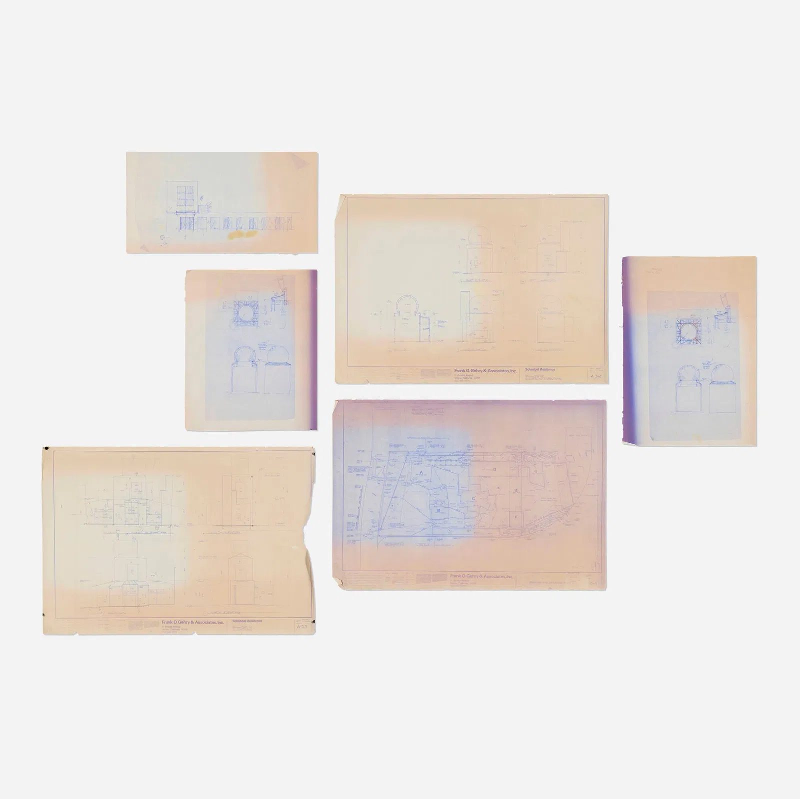 Frank Gehry, Collection of six blueprints for the Schnabel residence, Los Angeles