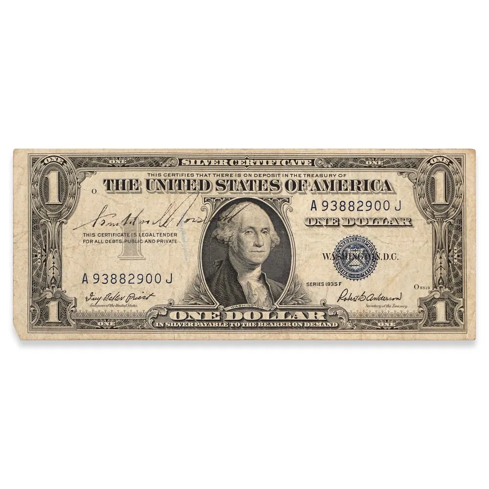 FRANKLIN D. ROOSEVELT SIGNED ONE DOLLAR SILVER CERTIFICATE (SERIES 1935)