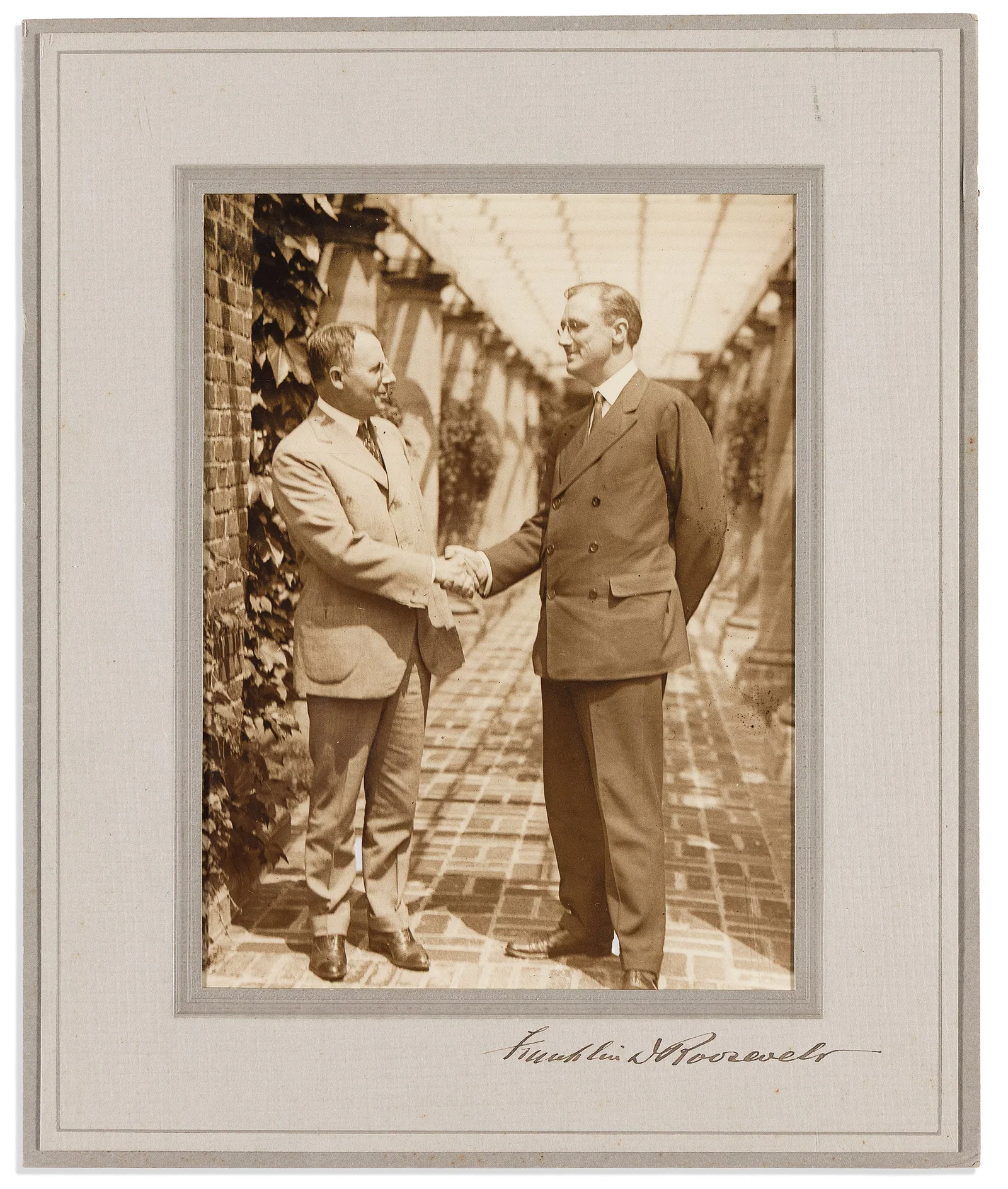 Franklin D. Roosevelt. Two items, each Signed, to collector Y[osaku] Minami: Photograph * Autograph