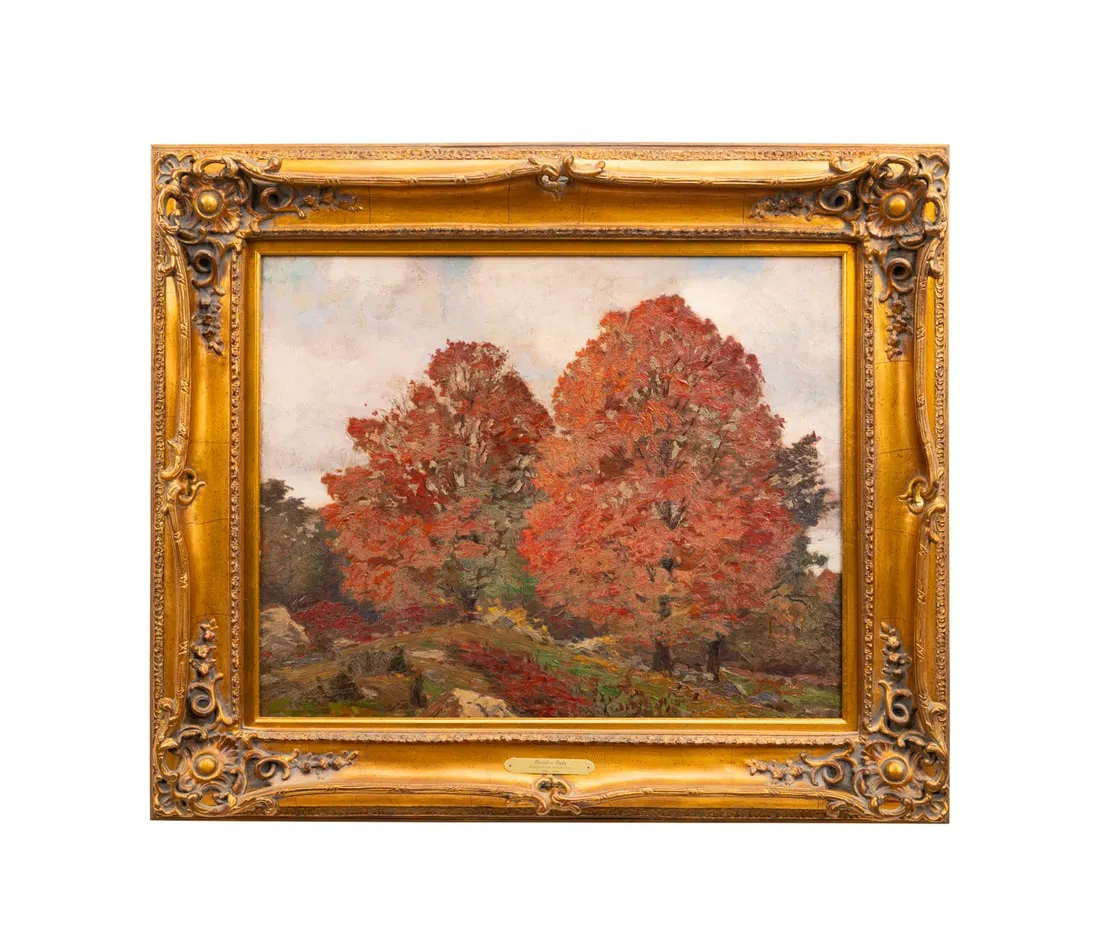 FRANKLIN DEHAVEN 'OCTOBER OAKS', LANDSCAPE, OIL