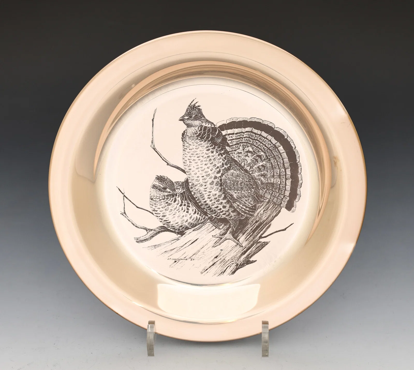 Franklin Mint Sterling Silver "The Ruffed Grouse" Plate