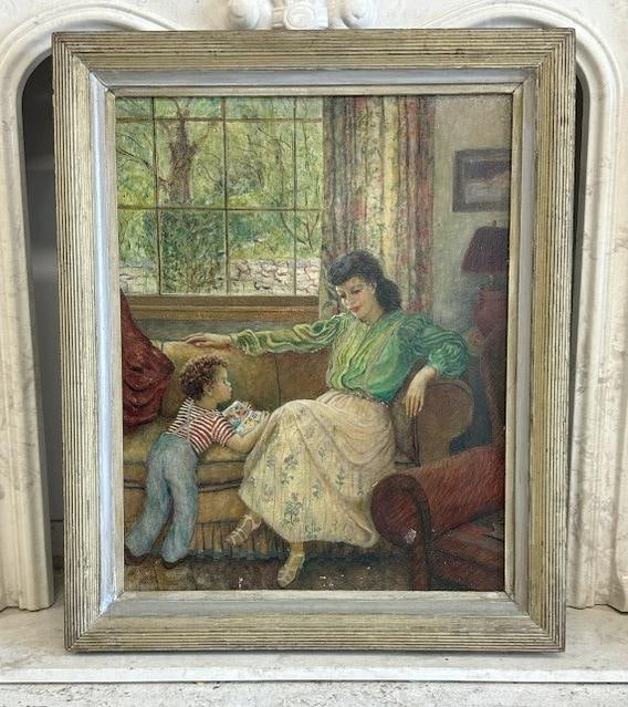 Franklin Zell Heuston (1880-1966 ) o/b titled ( MOTHER GOOSE ), in frame of the period, circa