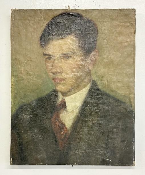 Franklin Zell Heuston (1880-1966) o/c portrait of a young Man, signed on back, some crackling paint,