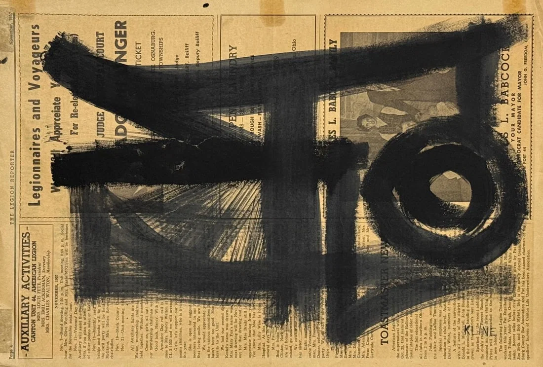 Franz Kline, Oil on newspaper.