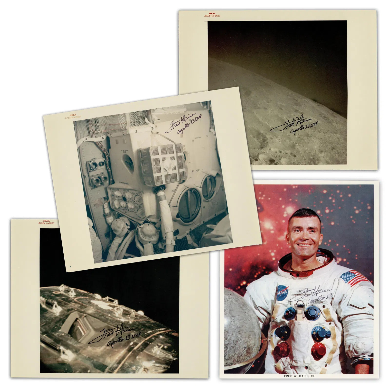 Fred Haise Apollo 13 (4) Signed Photos Incl. Red Number "Mailbox"! Pre-Cert Zarelli