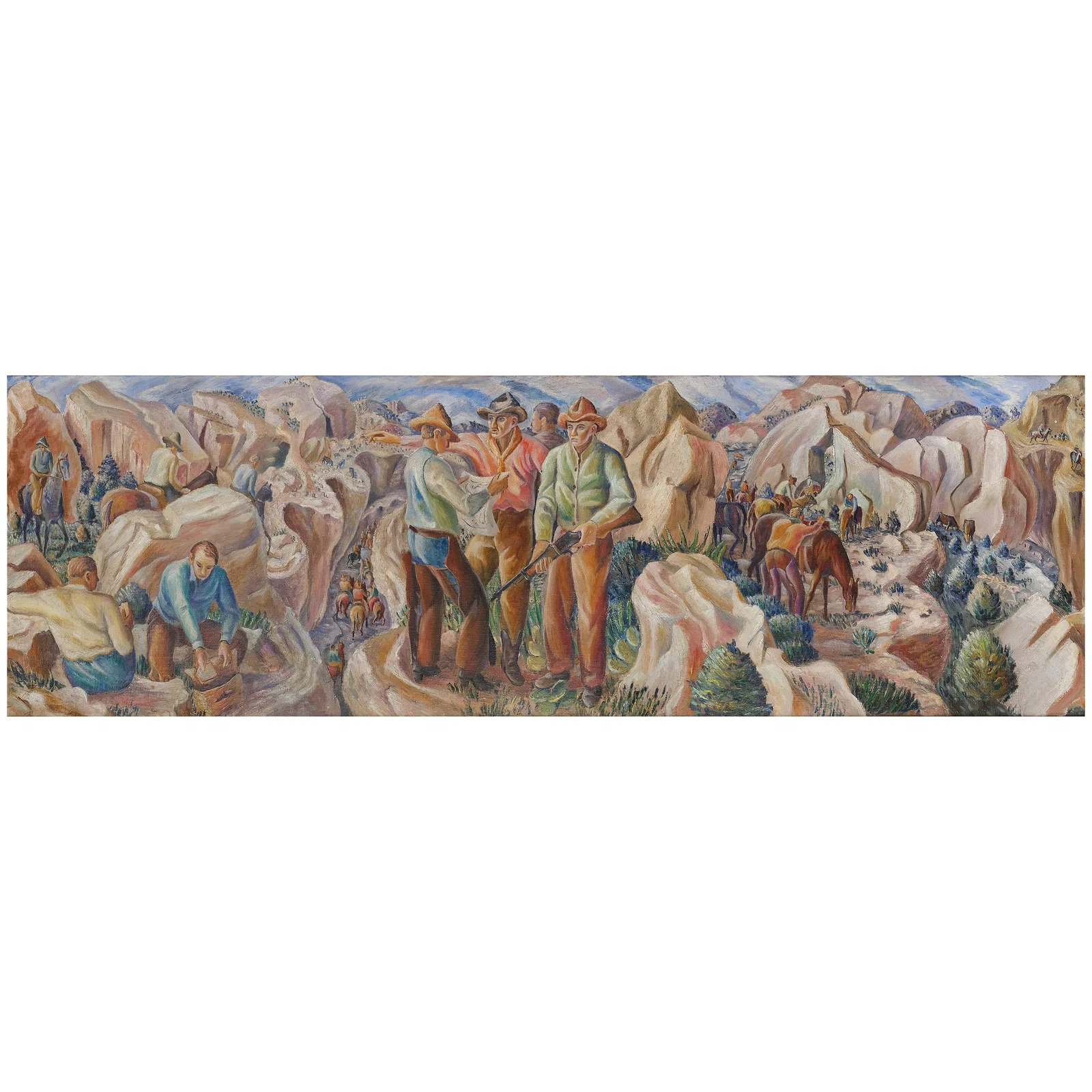 FREDERICK EMANUEL SHANE (1906-1992) Memories of the Southwest (Mural) 36 x 112 in. (Painted in ...