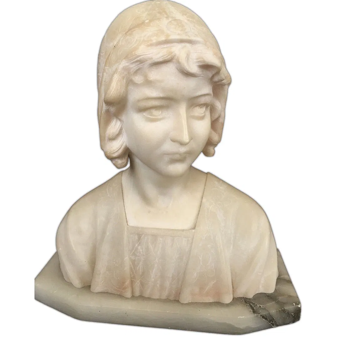 French Alabaster Figure Light Sculpture in Art Nouveau Style Circa 1910