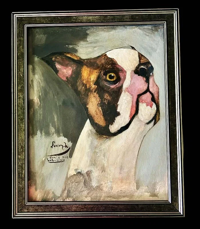 French Bull Dog Original oil hand signed on canvas Lucien
