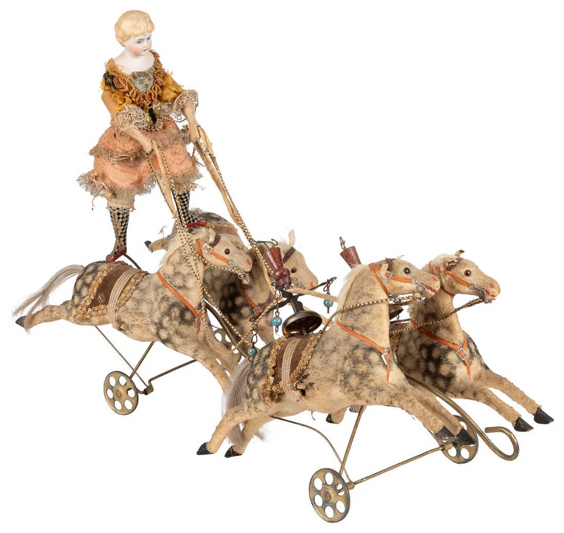 French equestrian antique push toy.