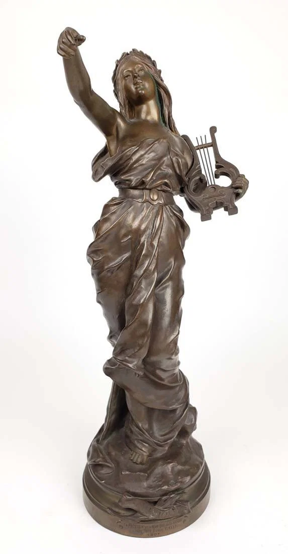 French Marcel Debut ' Musique ' Bronze Sculpture