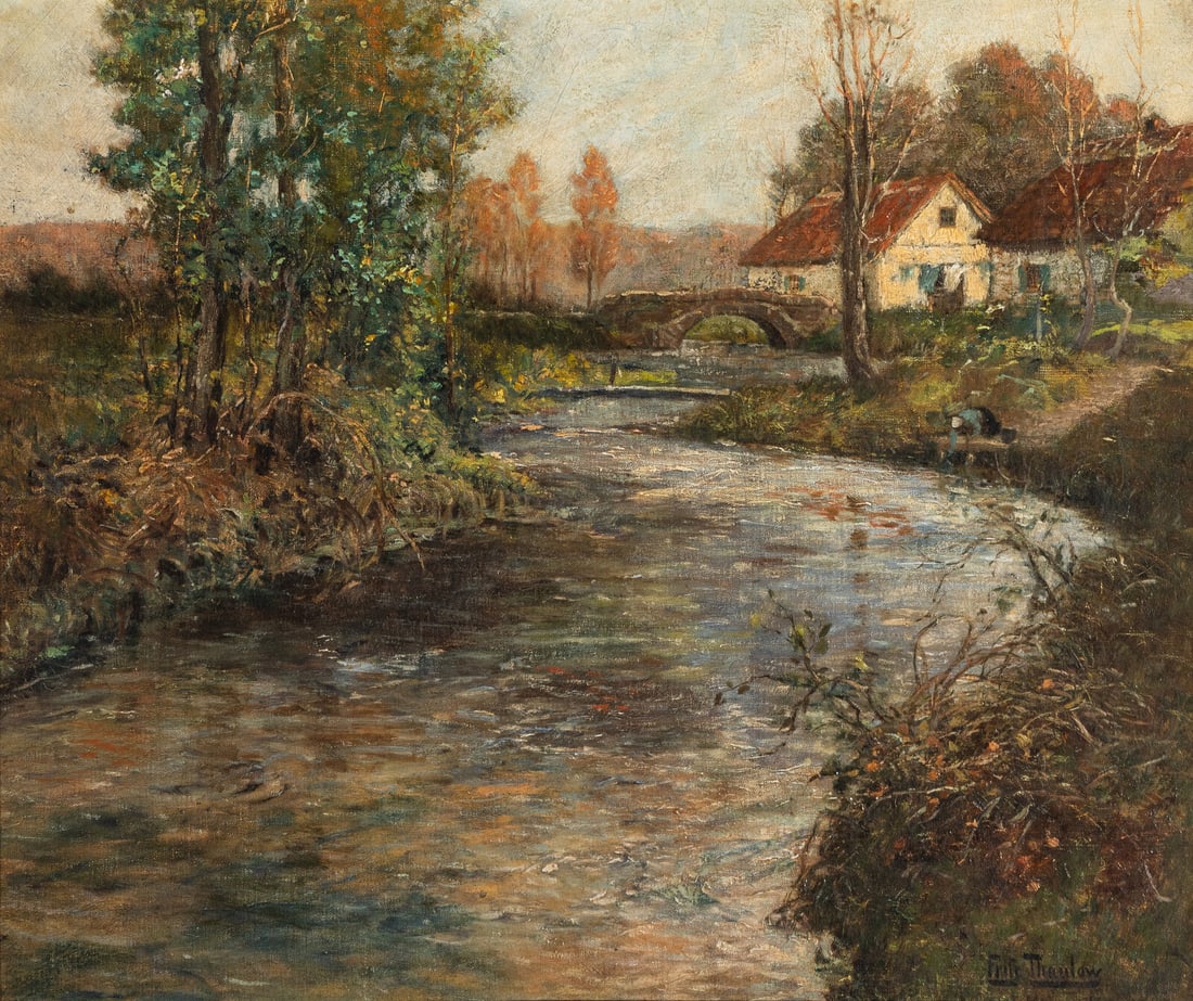 Frits Thaulow (Norwegian, 1847-1906) Le Long de la Rivière, Normandie