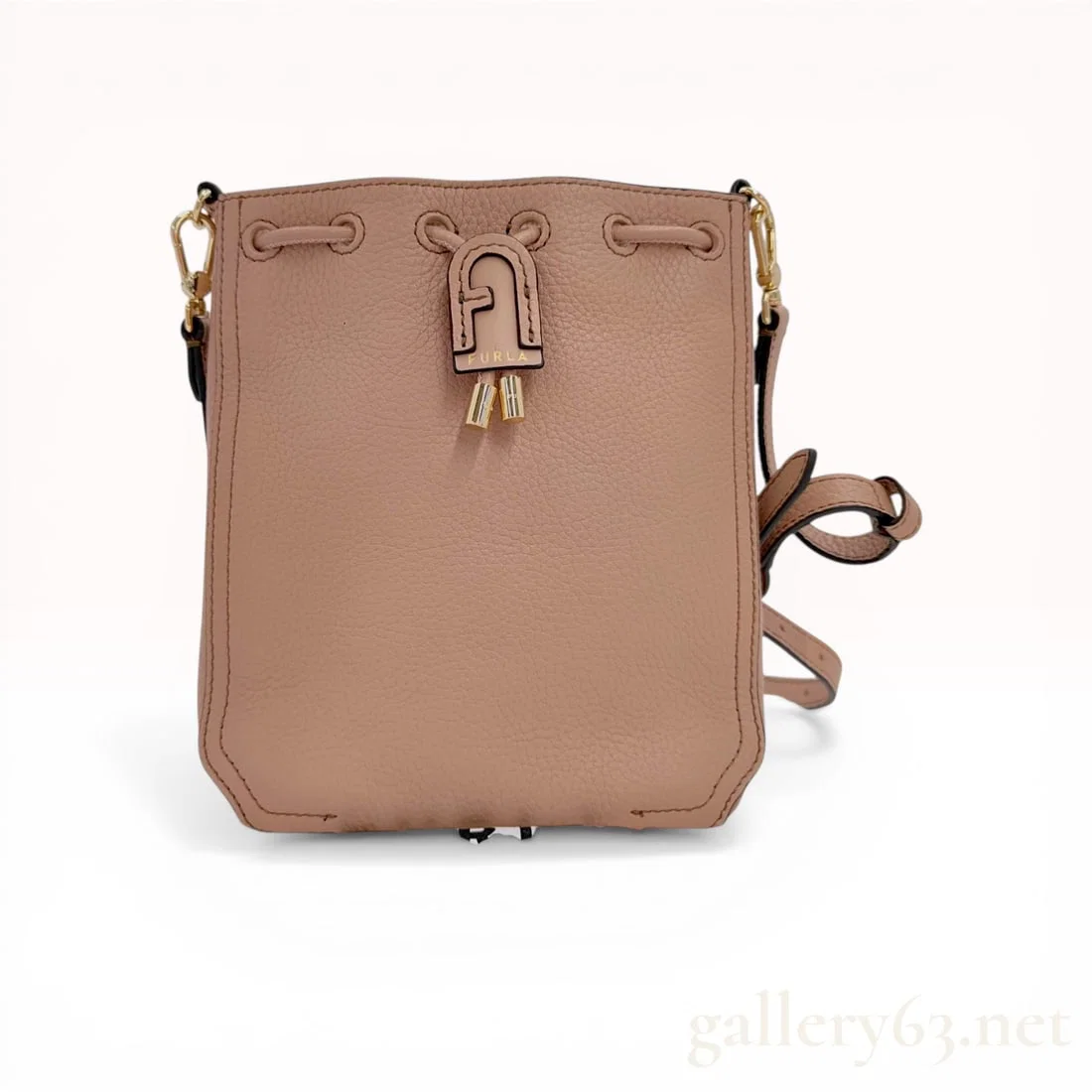 Furla Atena Mini Grained Leather Crossbody Bucket Bag