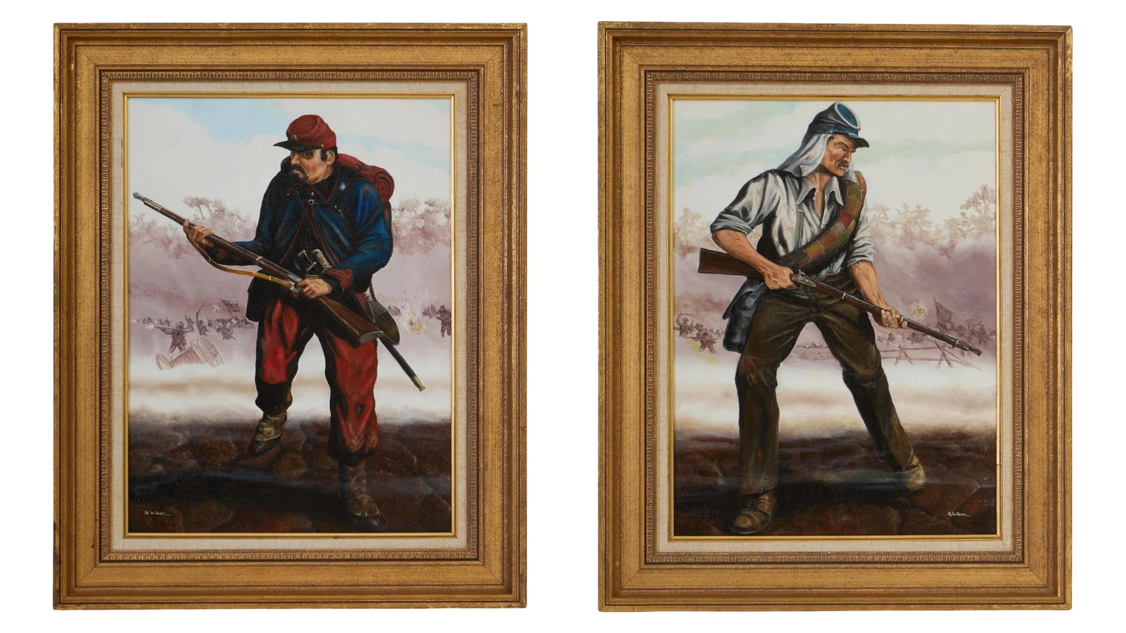 G. Wilson (American, 20th/21st Century), "Union Zouave" and "Confederate Skirmisher," Each- H.- 24