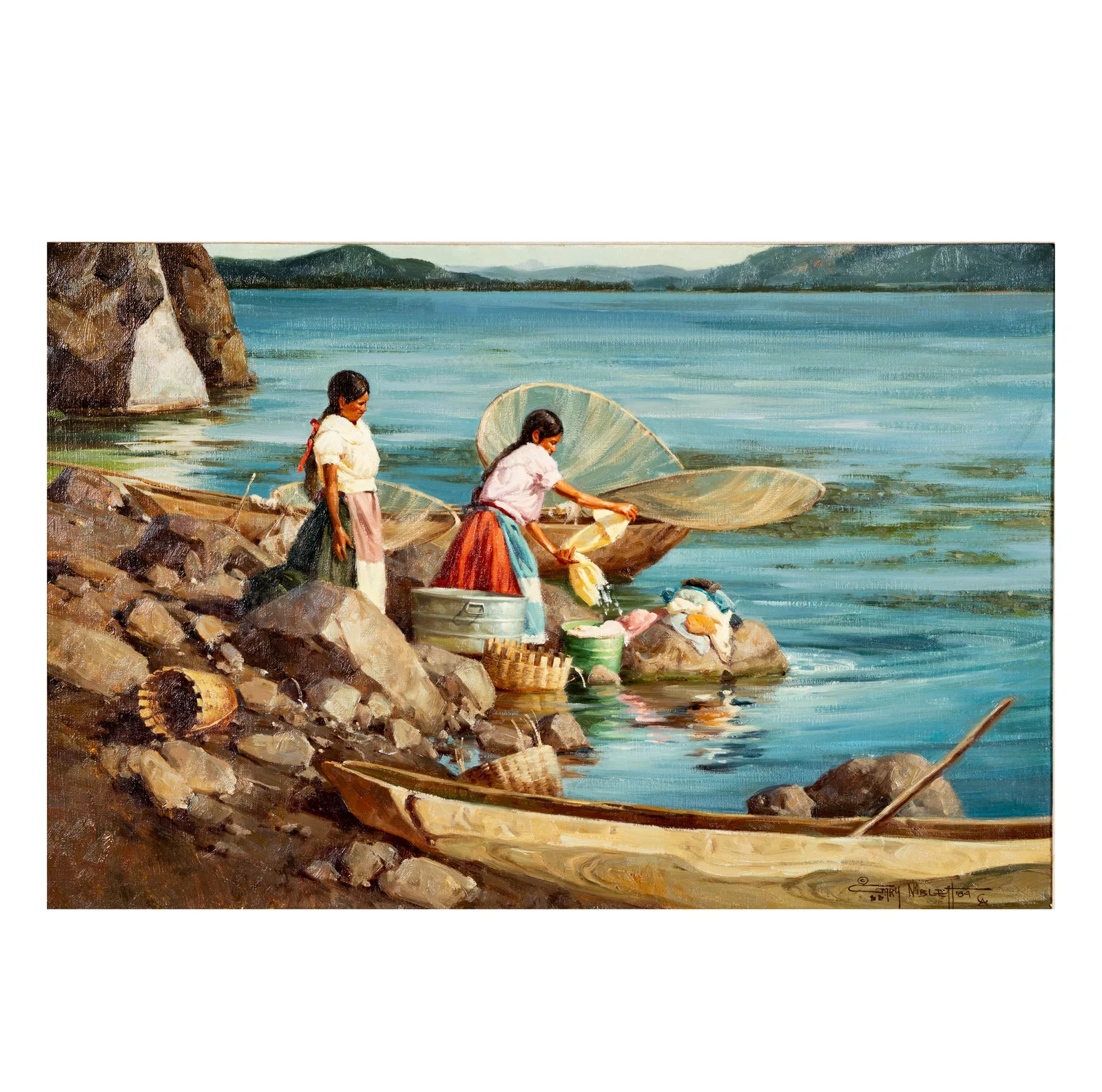 Gary Lawrence Niblett (b. 1943), Patzquaro Wash Women