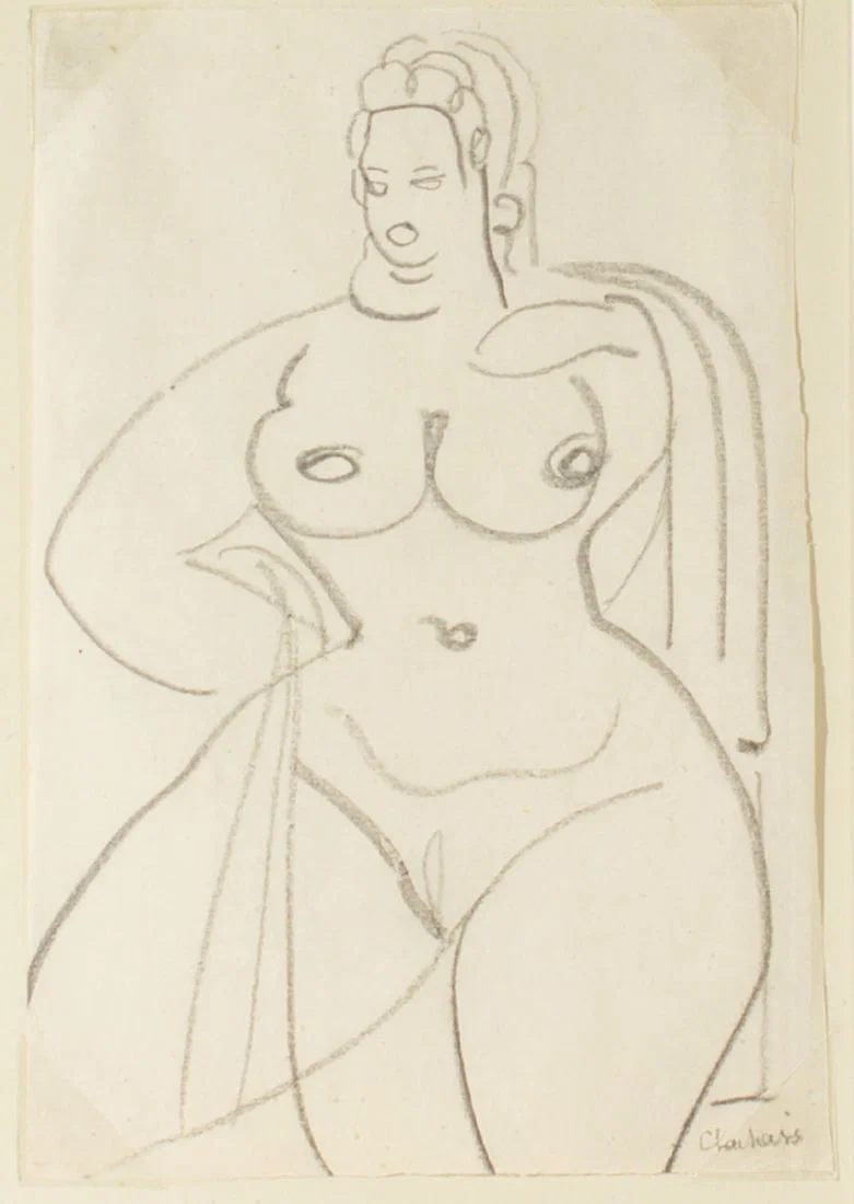Gaston Lachaise 1930s Drawing of a Nude Figure