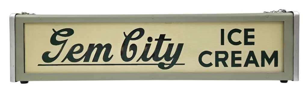 Gem City Ice Cream Light Up Counter Style Sign