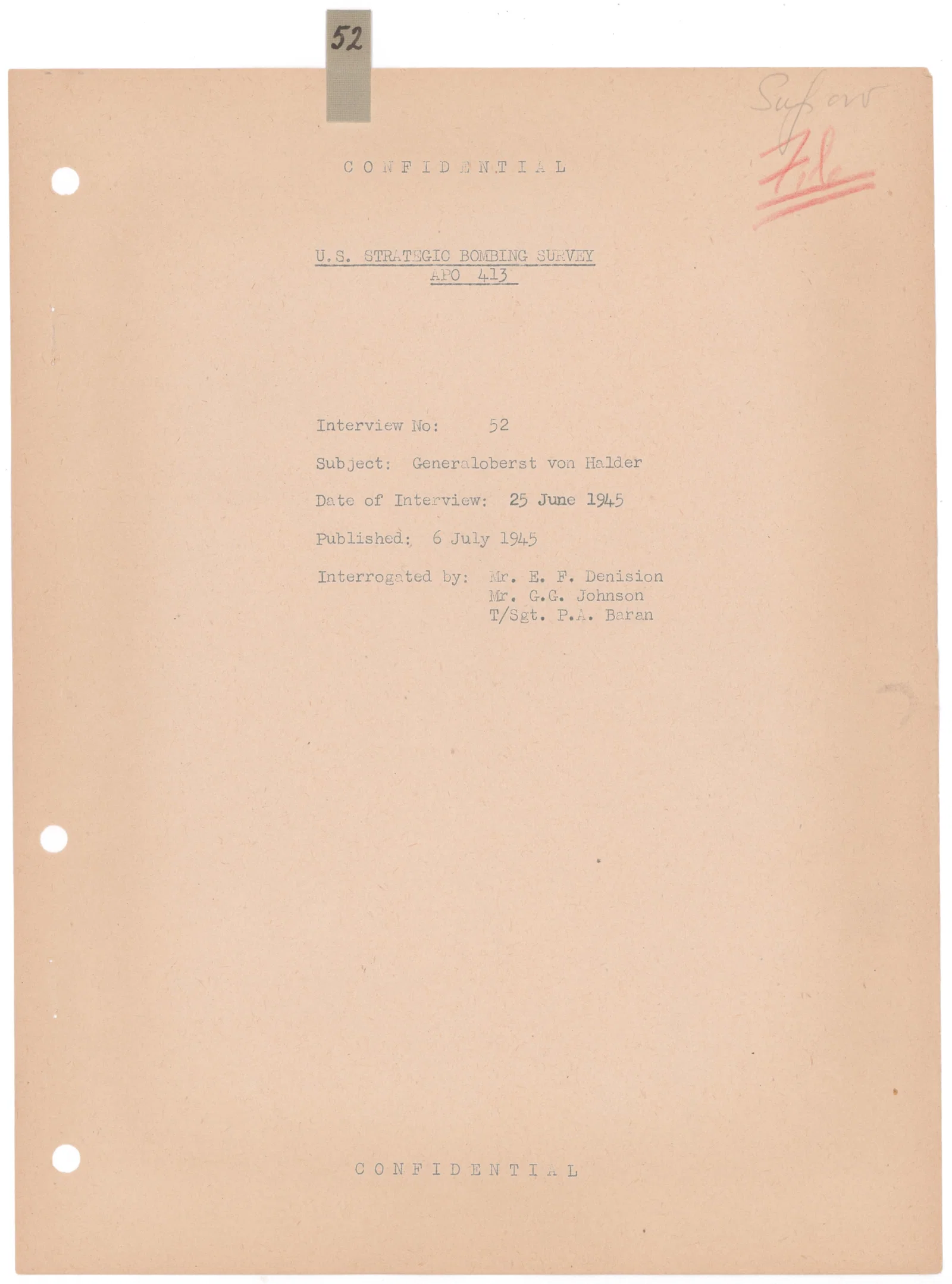GEN. FRANZ HALDER’S INTERROGATION BY THE U.S. STRATEGIC BOMBING SURVEY