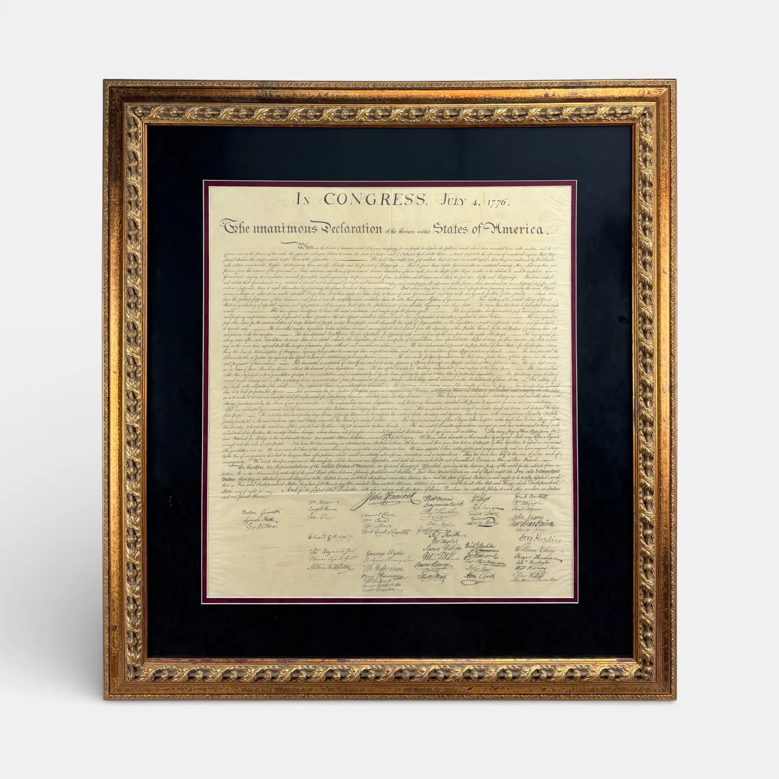 Genuine 1843 Declaration of Independence Peter Force Copperplate Engraving Framed Antique Print