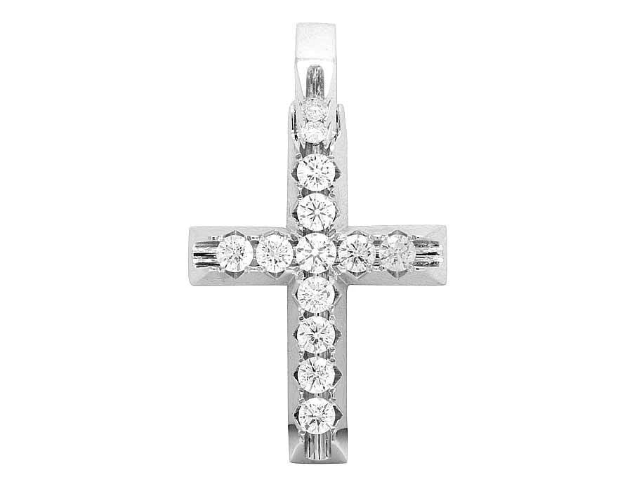 GENUINE DIAMOND PYRAMID PRONG CROSS PENDANT CHARM
