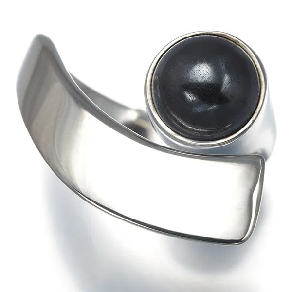 Georg Jensen Ring Hematite Hah Us5.25-5.5 925 Sterling Silver