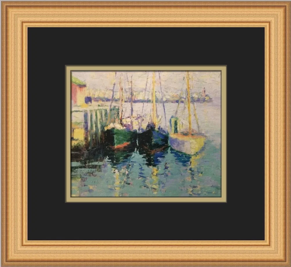 George L Noyes Rockport Boats Custom Framed Art Print 12x13