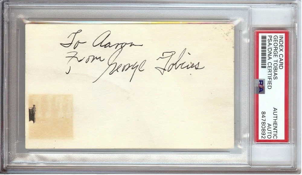 George Tobias Bewitched Abner Signed Index Card PSA DNA Authenticated