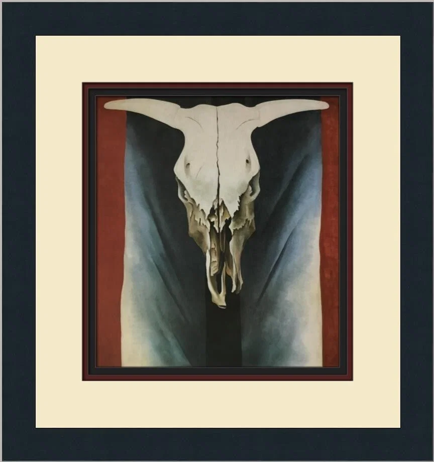 Georgia O'Keeffe Cow's Skull Red White Blue Custom Framed Art Print