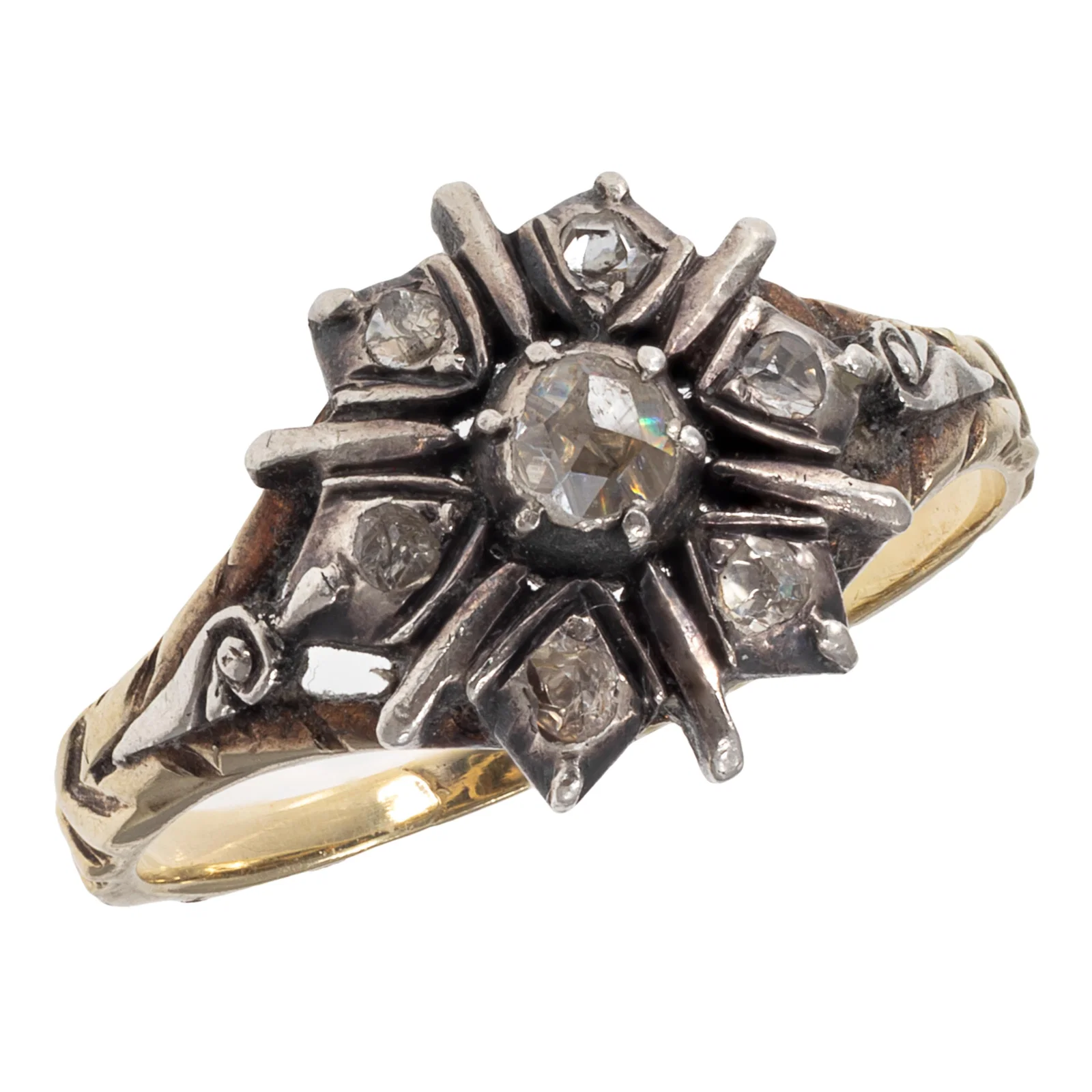 Georgian Diamond, 14k, Silver Ring