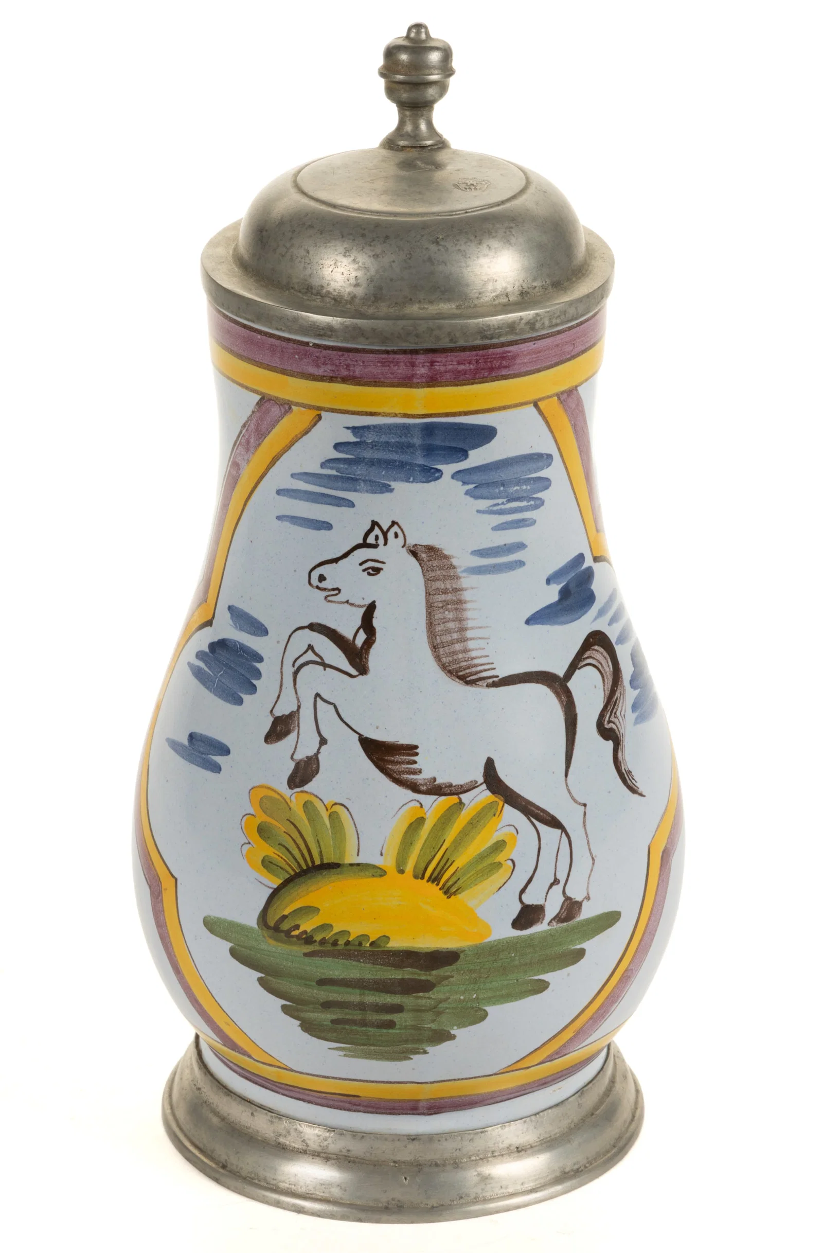 GERMAN FAIENCE TIN-GLAZED EARTHENWARE STEIN
