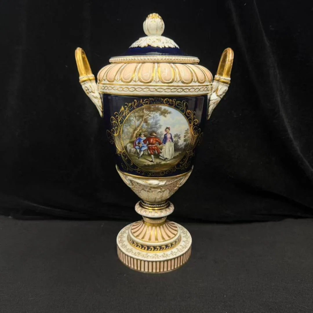 German KPM Antique Lidded Vase, Decorative Jar