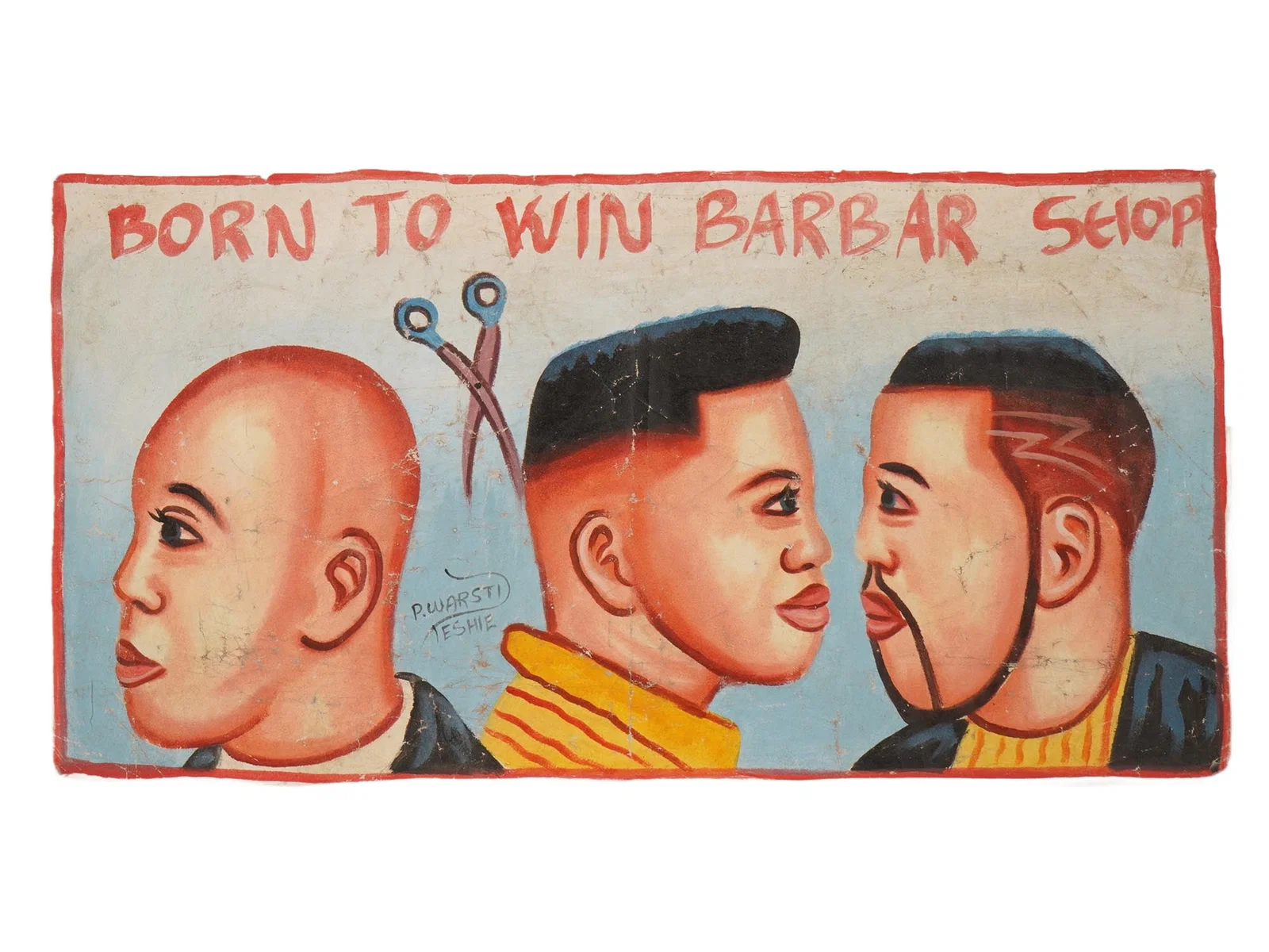 GHANAIAN OIL PAINTING BARBERSHOP SIGN BY PAPA WARSTI